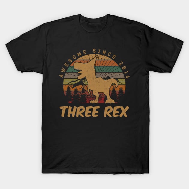 Kids 3rd Birthday Three Rex Third Dinosaur 3 Year Old Gifts T-Shirt by rhondamoller87